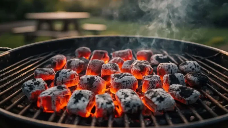 charcoal briquettes heat management guide with controlled heat zones on grill