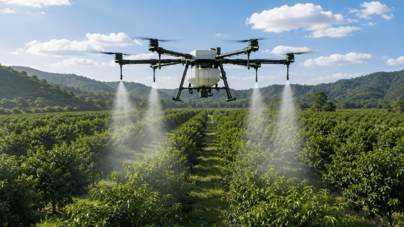 fungsi drone sprayer untuk perkebunan